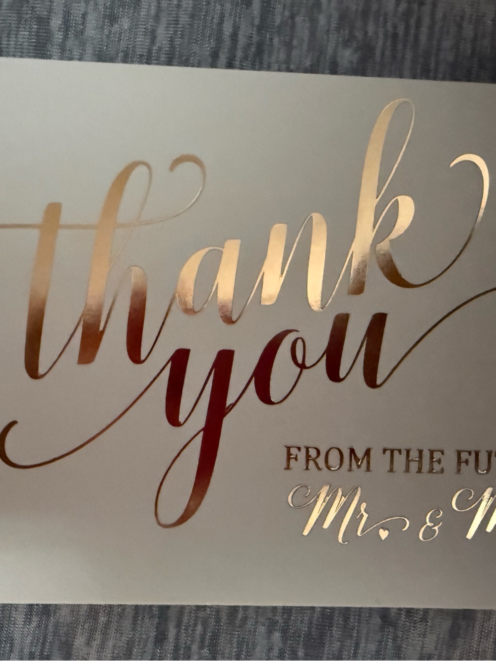 Elegant Wedding Shower Thank You Cards with Rose Gold Foil